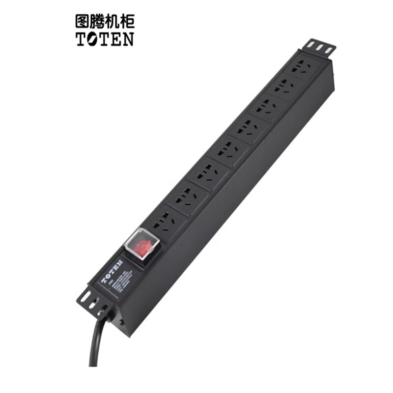 图腾8位16a pdu 机柜电源分配器 多用插孔pdu电源   带开关3米线