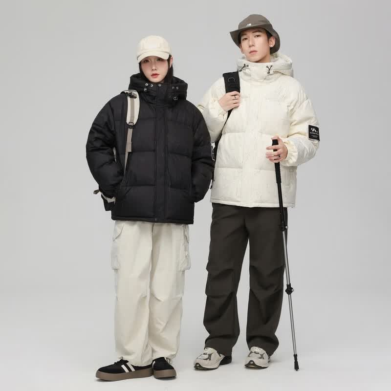 雪中飞新款情侣款短款立领保暖羽绒服时尚简约休闲舒适炫酷潮流 黑色|8056 M 170/88A