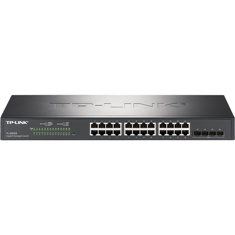 普聯(lián)（TP-LINK）24口千兆電+4萬兆光纖口二層Web網(wǎng)管萬兆上聯(lián)云管理企業(yè)級(jí)交換機(jī) TL-SH2428