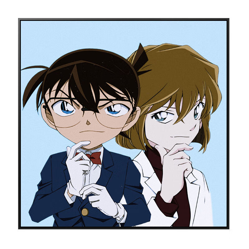 灰原哀数字油画diy填色 名侦探柯南动漫柯哀cp手绘填色油彩画礼物