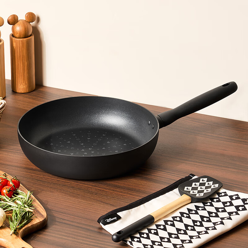 美亚（MEYER）迪士尼限定款 田园系列加深煎锅辅食煎牛排煎蛋锅电磁炉燃气通用 「经典黑白」煎锅 28cm