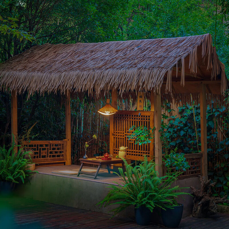 陌遇户外凉亭茅草屋 户外庭院网红茅草木屋茶室别墅民宿防腐木农家乐