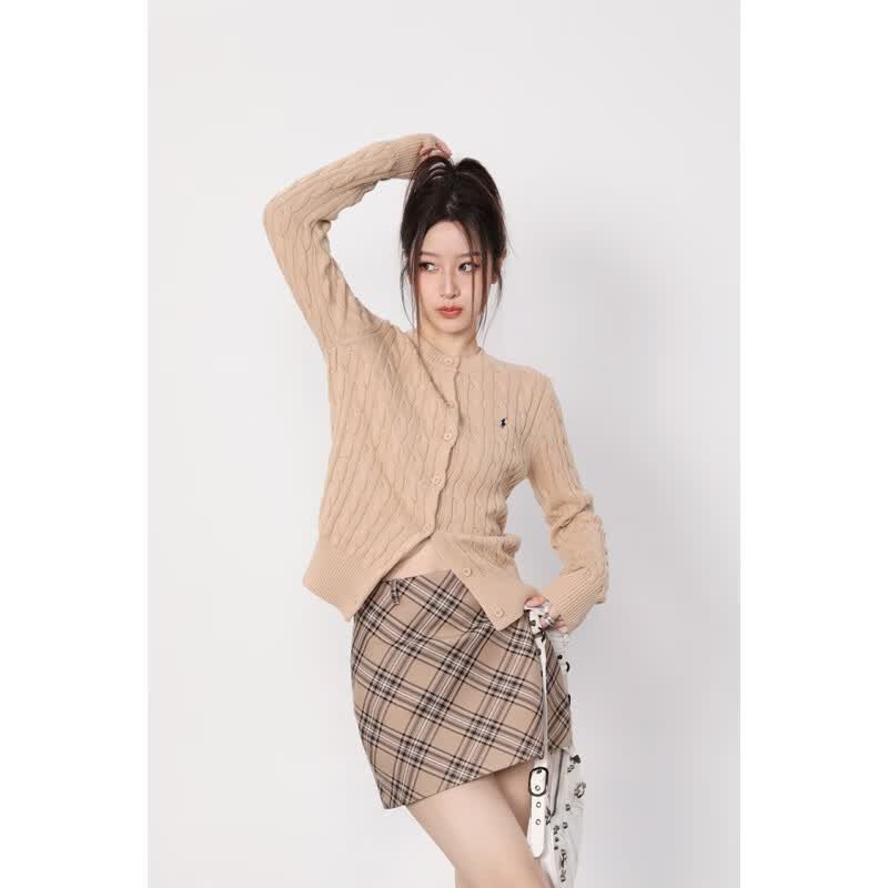 hapag lloyd轻奢高端价丨复古黄色格子半身裙女百搭a字裙包臀短裙时尚