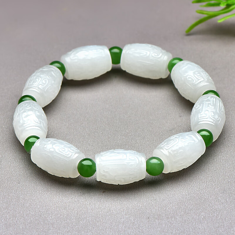 千载一玉和田玉手链男女款白玉玉手链玉手串男士玉手串带证书【羊