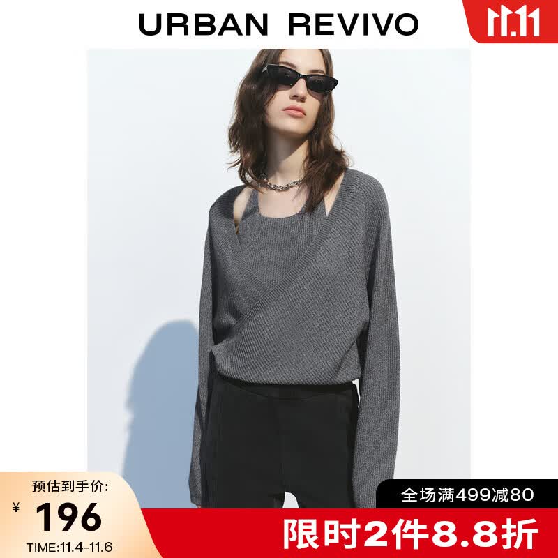 UR2023秋季女装时髦假两件挂脖设计感小小织针织衫UWJ930005 中灰 S怎么看?