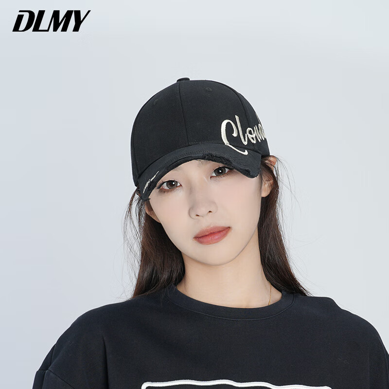 dlmy棒球帽设计师款百搭浪漫休闲帽子显脸小鸭舌帽情侣男女士 黑色 可