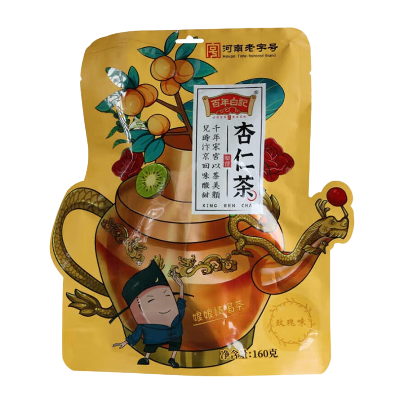百年白記杏仁茶開封特產(chǎn)夜市堅果羹藕粉代餐沖調(diào)早餐輕食小吃老人孩子 （桂花+玫瑰）320g（2袋實惠裝）