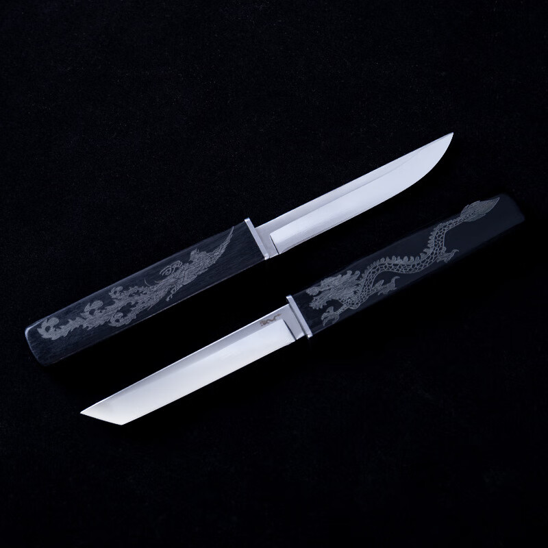 禧班威鸳鸯双刀 多功能鸳鸯双刀玄色龙凤子母刀精美便携水果 黑龙凤