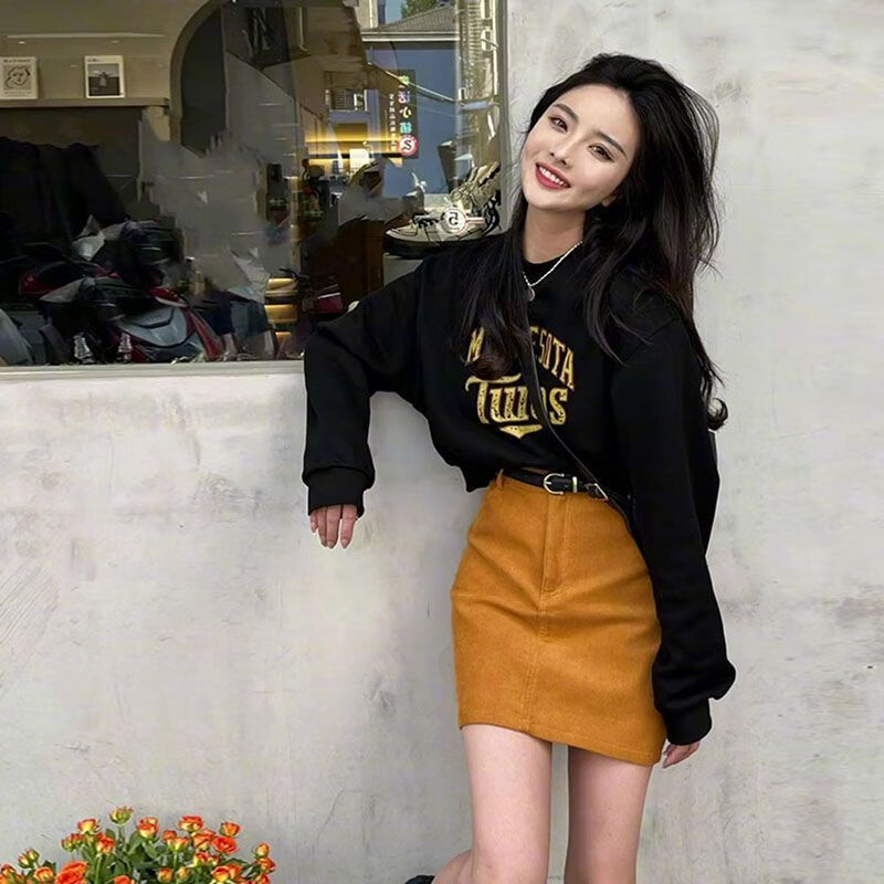 焕绅秋冬款休闲高腰直筒牛仔裤2023春季赫本风御姐穿搭高冷盐 黑色