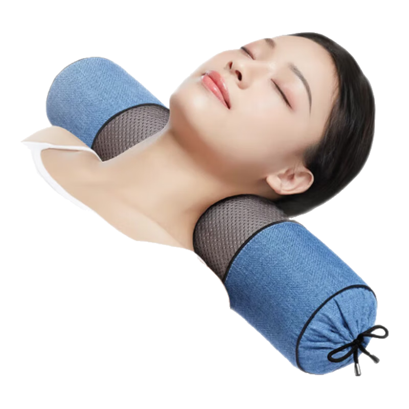 米小舒颈椎枕圆枕富贵包专用枕深度 睡眠荞麦壳填充舒缓颈椎牵引圆柱枕