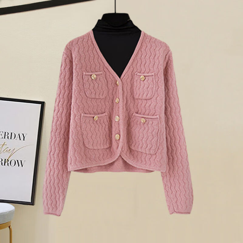 优如穗秋冬季新款盐系穿搭感套装女小香风盐系轻熟套装显瘦打底衫毛衣