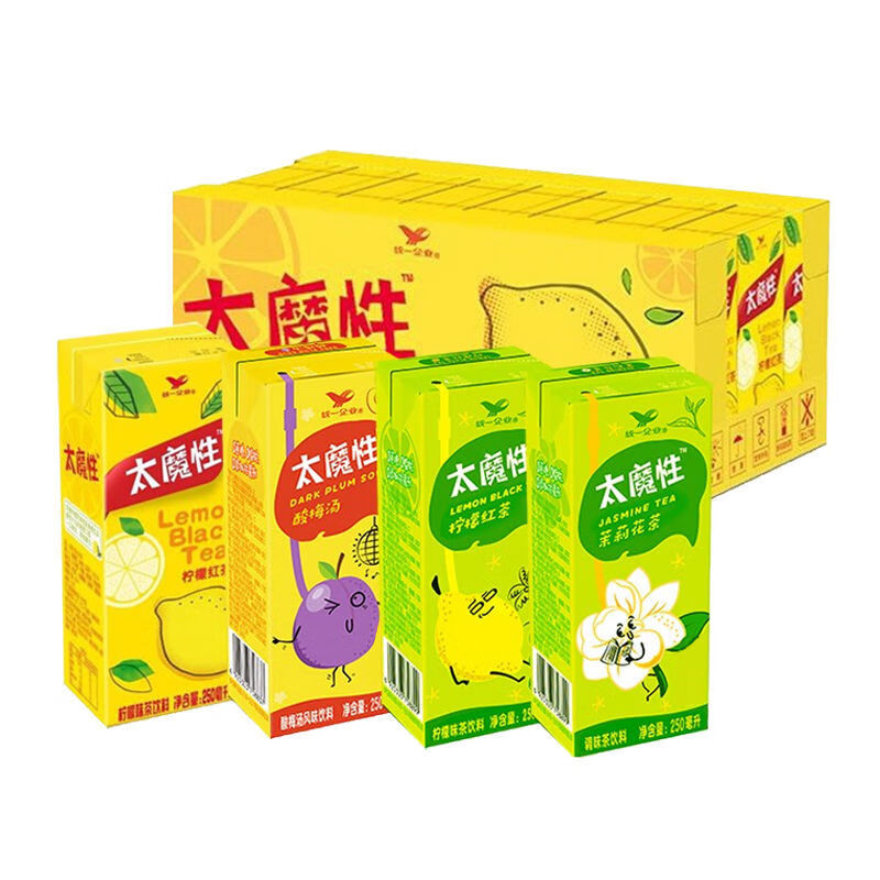 统一太魔性柠檬红茶250ml*24盒装茉莉花茶酸梅汤果味茶饮料饮品 混合