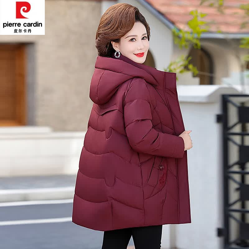 皮尔卡丹(pierre cardin)中老年羽绒服女中长款加厚大码50岁妈妈冬装衣服奶奶装白鸭绒外套 酒红色 XL 建议110斤以下怎么样,好用不?