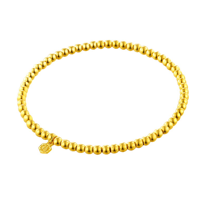 六福珠寶 足金簡(jiǎn)約圓珠黃金手鏈女款手串 計價(jià) B01TBGB0072 約5.16克