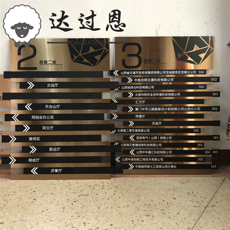 公司大厅楼层索引牌 新款楼层金属索引指示牌办公室门牌科室牌电