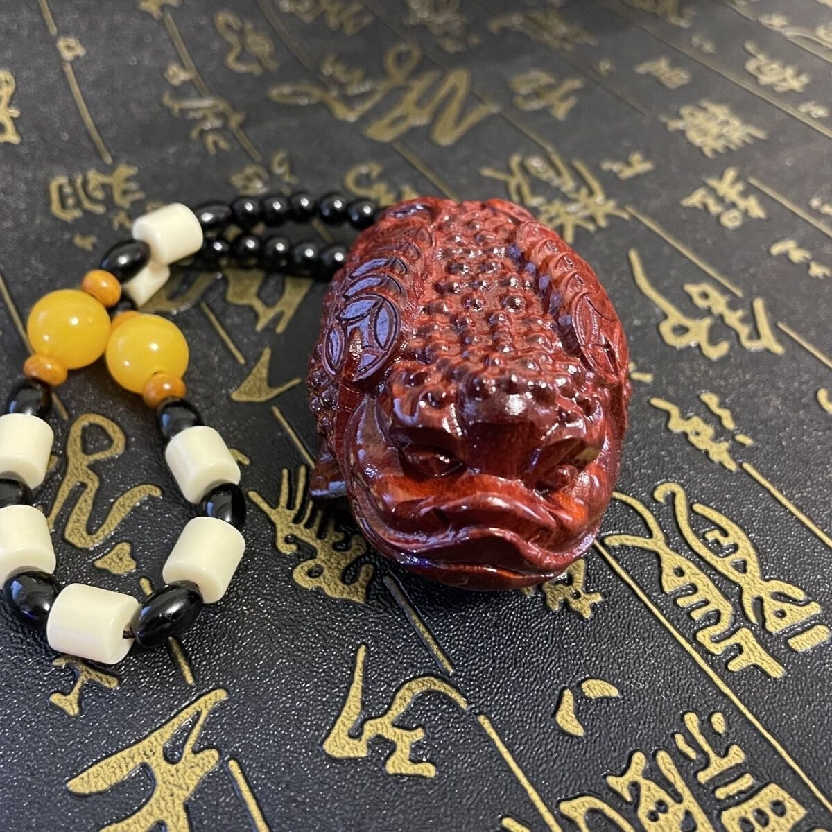 小叶紫檀木雕刻三足金蟾挂件手把件稀奇罕见家有金蟾财运滚滚手工