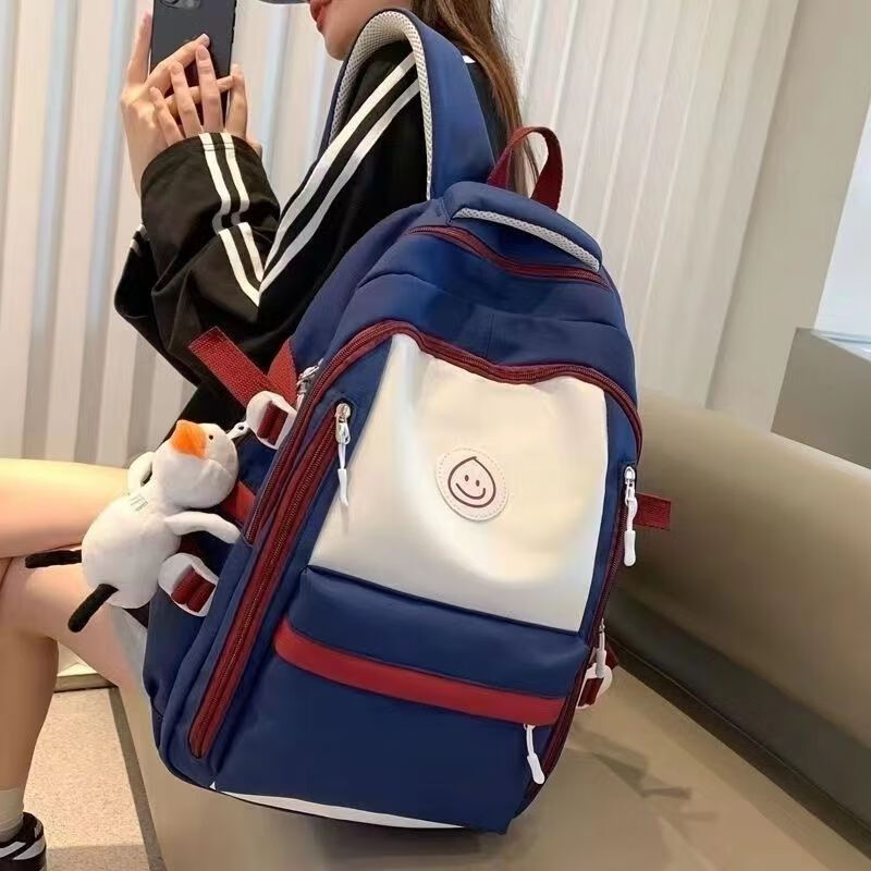 拉木各菲高颜值书包女韩系撞色高中学生大容量双肩包学院风大学生旅游