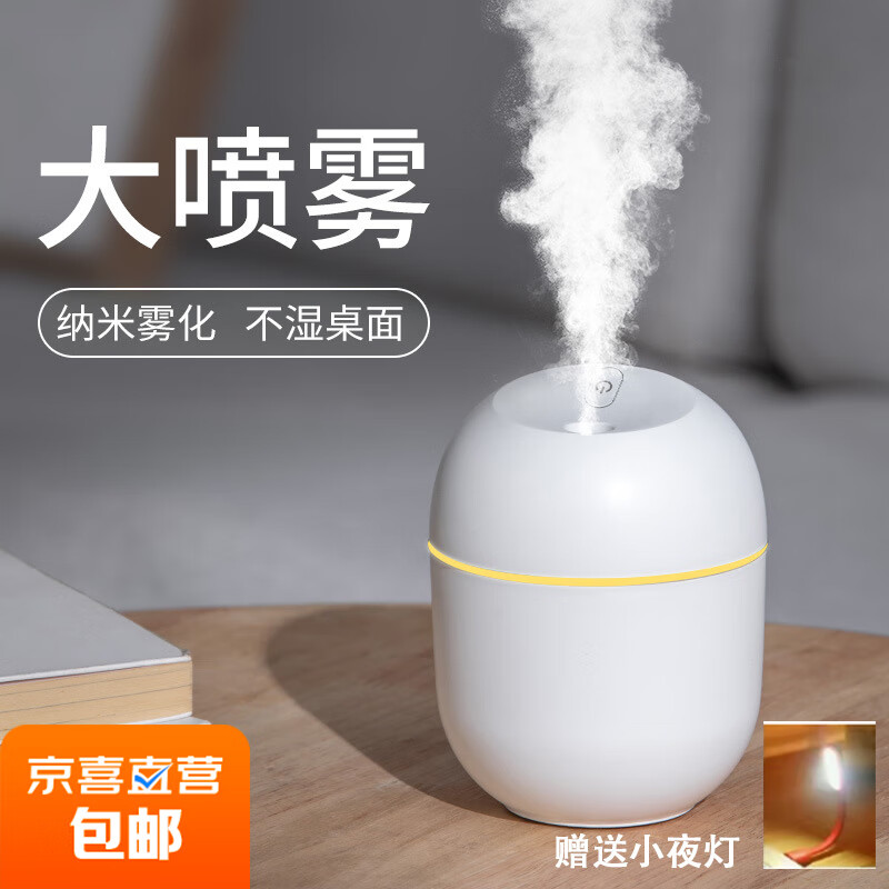 加湿器卧室香薰机家用礼物桌面小型迷你USB车载空气喷雾净化补水 ⭐【女神礼物】白色送小夜灯