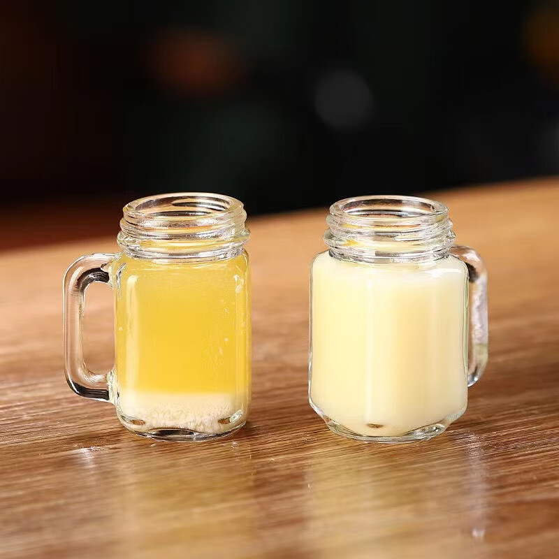 萌依儿(Mengyier)迷你玻璃把手杯40ml小酒杯带盖奶茶杯120ml梅森杯咖啡杯果汁杯的 40ml不带盖1只
