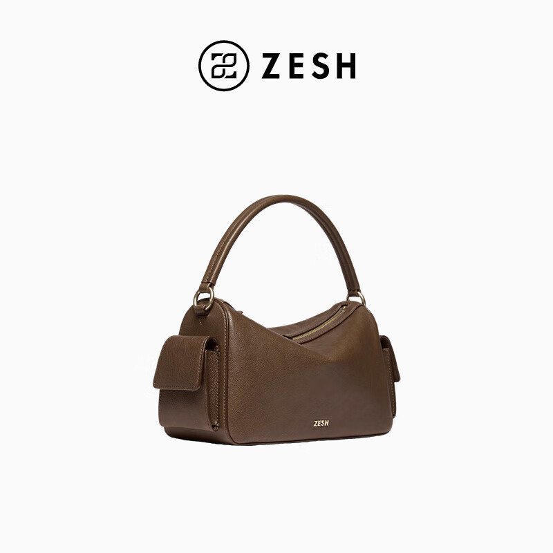 ZESH/泽尚【新品上市】小号枕头包女士时尚休闲通勤手提包女包 棕色
