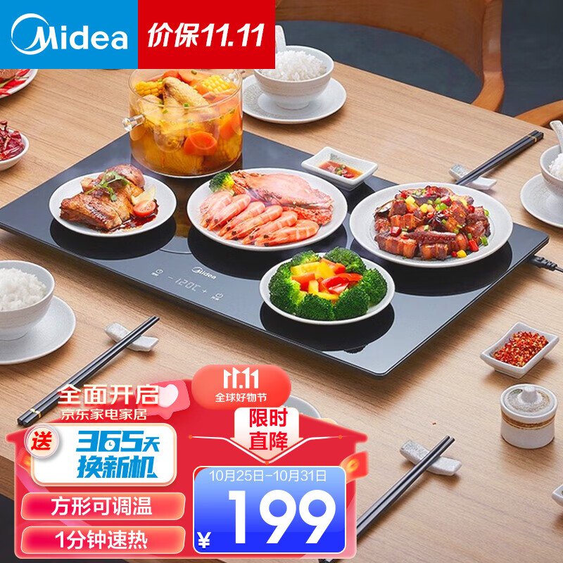 美的（Midea）暖菜板 加热桌垫 热菜板饭菜保温板家用 1分钟速热保温菜板热饭不挑锅具 方形调温/圆形转盘可选 【60cm方形+调温】W3-011使用感如何?