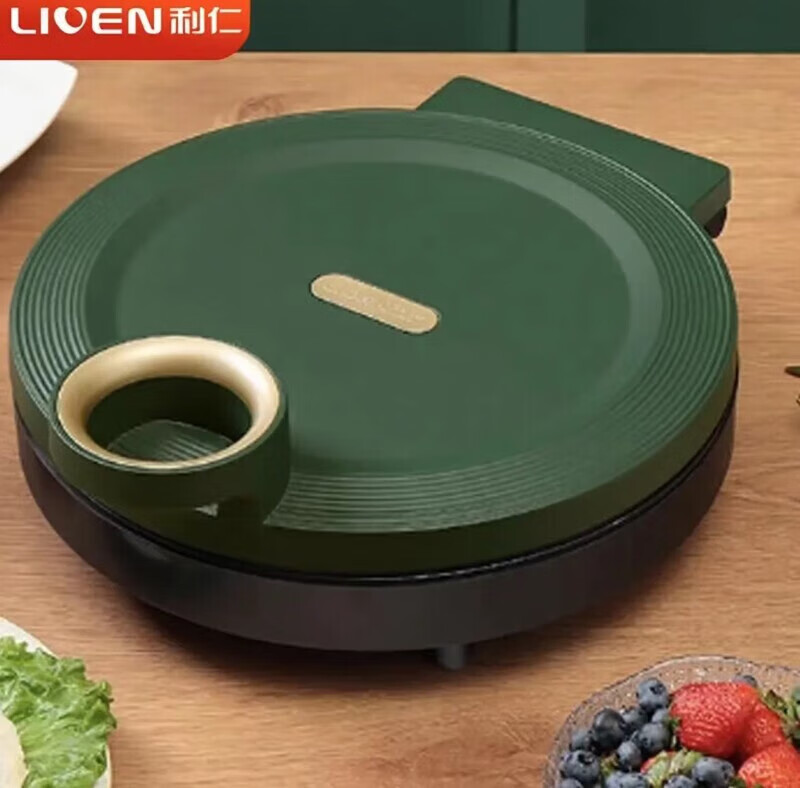 利仁电饼铛家用双面加热加深加大34CM烤盘煎饼烙饼锅LPBC-65 墨绿色