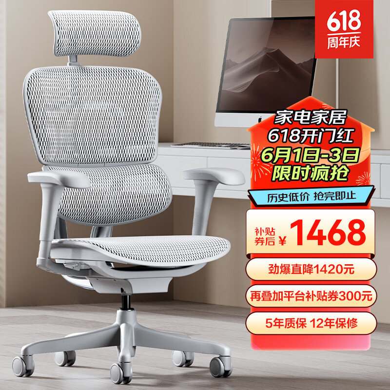 Ergonor保友金豪b2代人体工学椅办公椅子电脑椅游戏电竞椅子 银白网