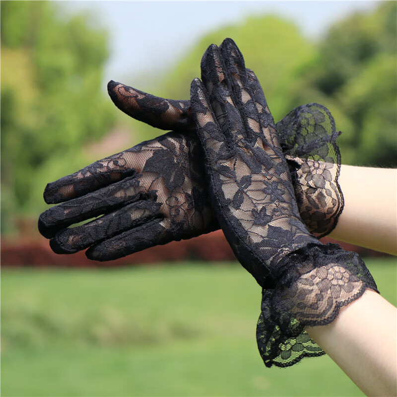 飞机手套 黄丝手套 情趣手冲丝袜打手套蕾丝手套女薄款复古名媛军