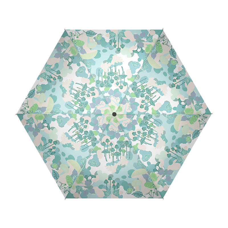 瑪麗亞·古琦（MARJA KURKI）便攜迷你超輕香檳膠晴雨兩用遮陽防曬傘女禮盒裝雨中采蘑菇 綠