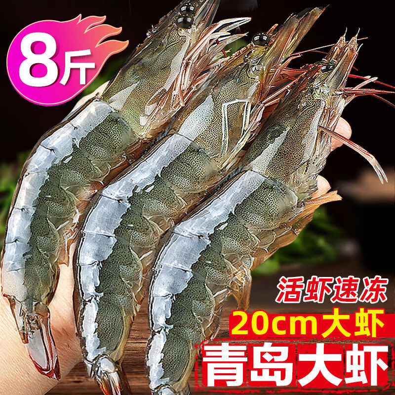 東上御品青島大蝦鮮活新鮮特大青蝦海蝦凍蝦白蝦基圍蝦一箱整批發(fā) 14-17厘米【活蝦速凍】掌柜力薦 加量3.6-4斤裝【一大盒】