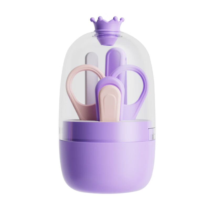 婴儿指甲剪套装 新生儿宝宝 指甲刀 儿童指甲锉 剪刀防夹肉指甲钳 白蓝色透明罐指甲剪+白绿小鸭仔