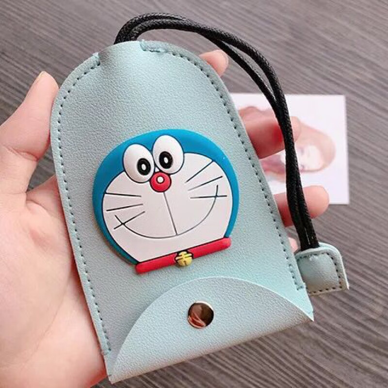 通用卡通可爱美少女车载抽拉手工钥匙保护套抽拉锁匙包 有盖款叮当猫