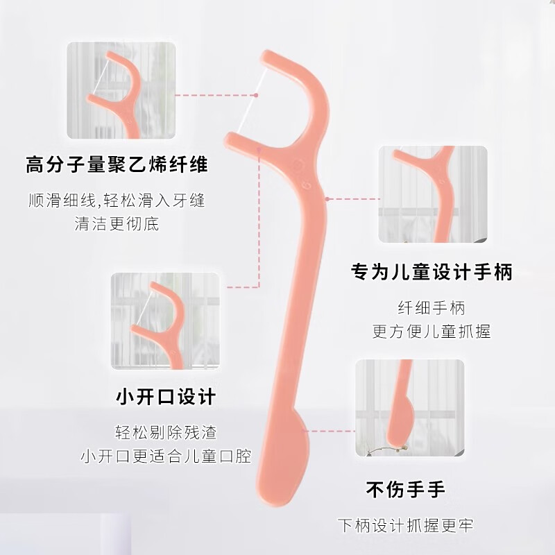 FLOSSY!儿童牙线棒专用超细线果口味木糖醇宝宝护齿牙线每支独立包装 家庭装【110支】