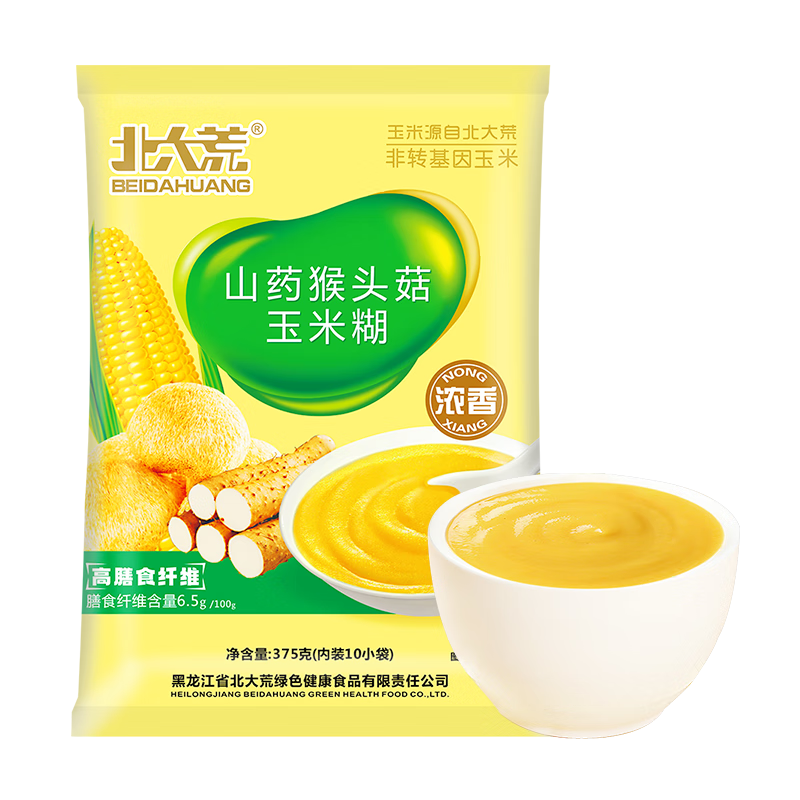 北大荒山藥猴頭菇玉米糊羹375g粗糧粥益生元營(yíng)養(yǎng)谷物早餐沖飲低脂代餐