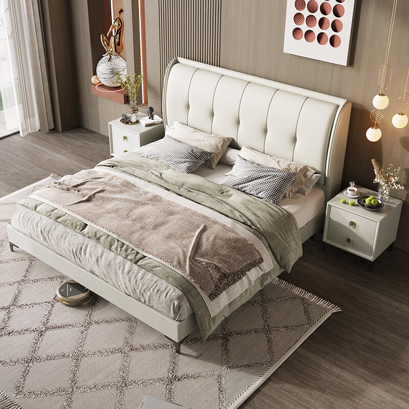 江南宜家(jiangnanhome)意式轻奢真皮床双人床1.