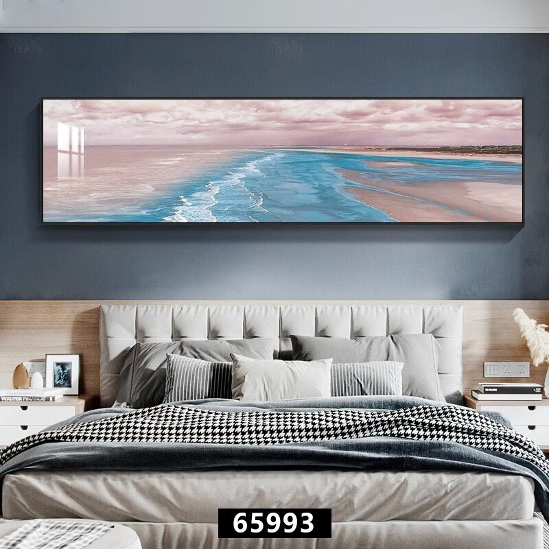现代简约主卧温馨床头挂画海景横幅壁画抽象客厅画酒店民宿风景画 珠联璧合 200x70cm(适合2米以上)镶钻画
