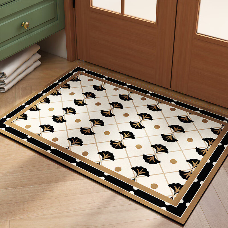 金玉铭川美式浴室地垫卫生间进门门口脚垫洗手台吸水速干防滑垫厕所门垫子 GZN-西度复古半圆角 50X80cm【Q弹舒适防滑】