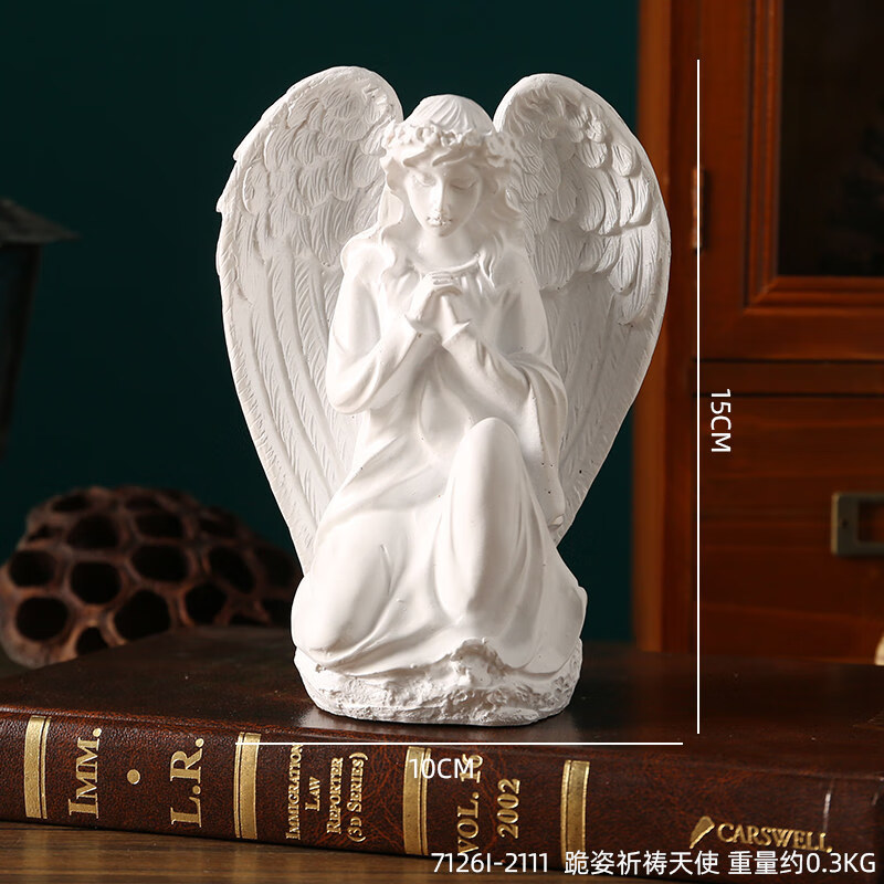 欧式复古少女天使摆件美式树脂石膏雕像小天使女孩桌面装饰品摆设 跪姿祈祷天使