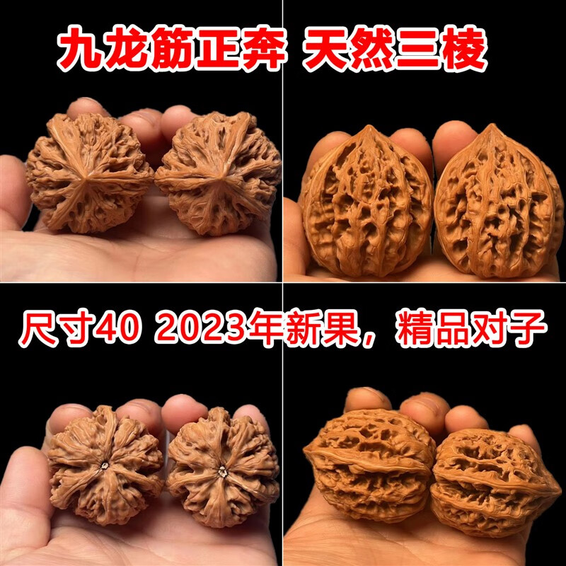今传福文玩核桃天然异形九龙筋正奔40mm一物一图2024年新果手持盘玩