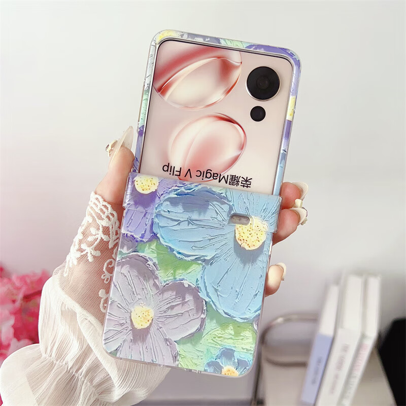 风文艺小清新油画花朵小米mix flip带铰链创意手链摩托罗拉razr50ult