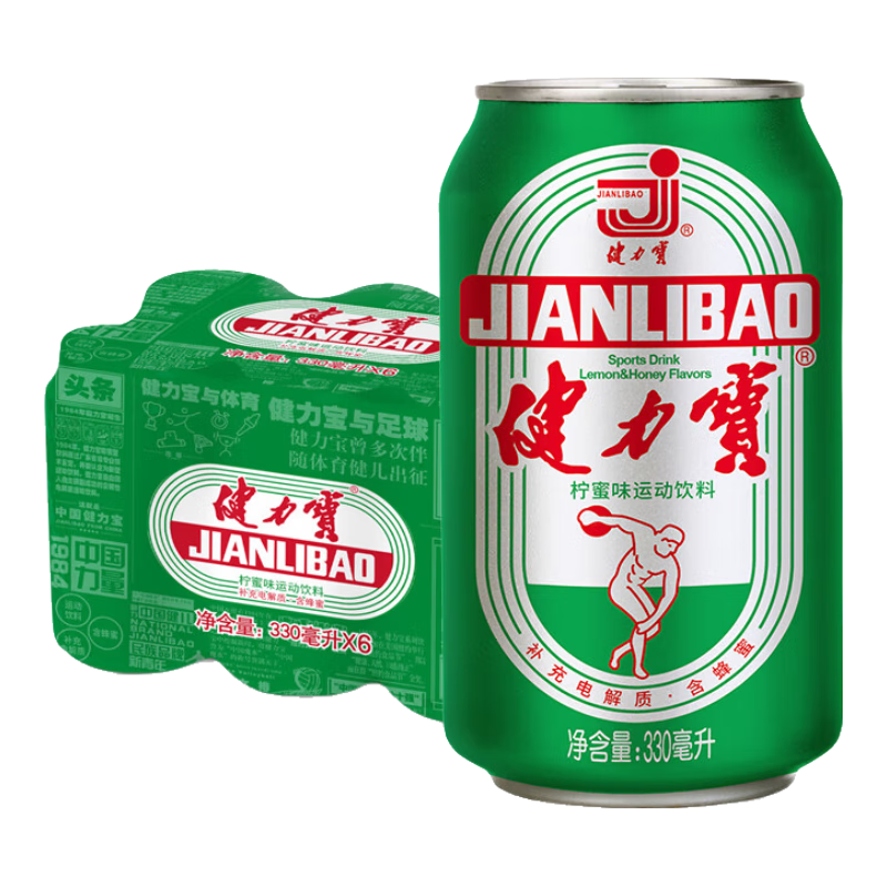再补货、plus：健力宝 含蜂蜜补充电解质柠蜜味330ml*6罐经典国潮1984