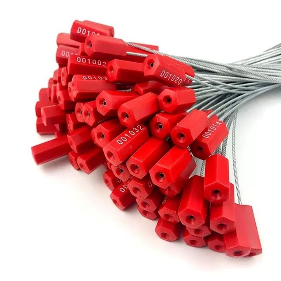 山头林村抽紧式一次性六棱钢丝铅封施封锁扎带 红色40cm100条