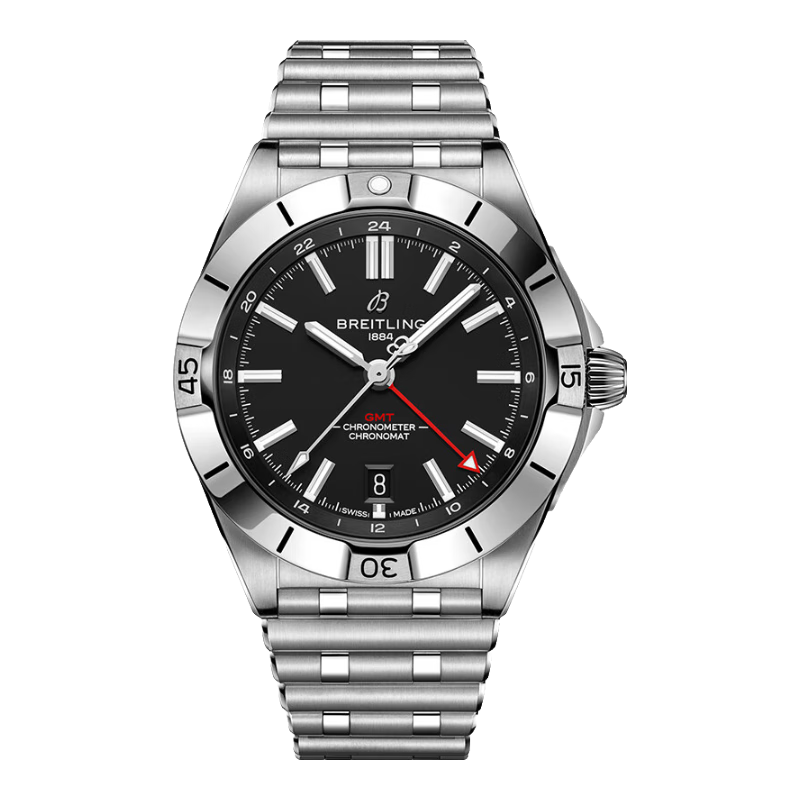 百年灵（BREITLING）机械计时双时区自动机械男士手表40官方瑞士机械表 机械计时-40-黑色