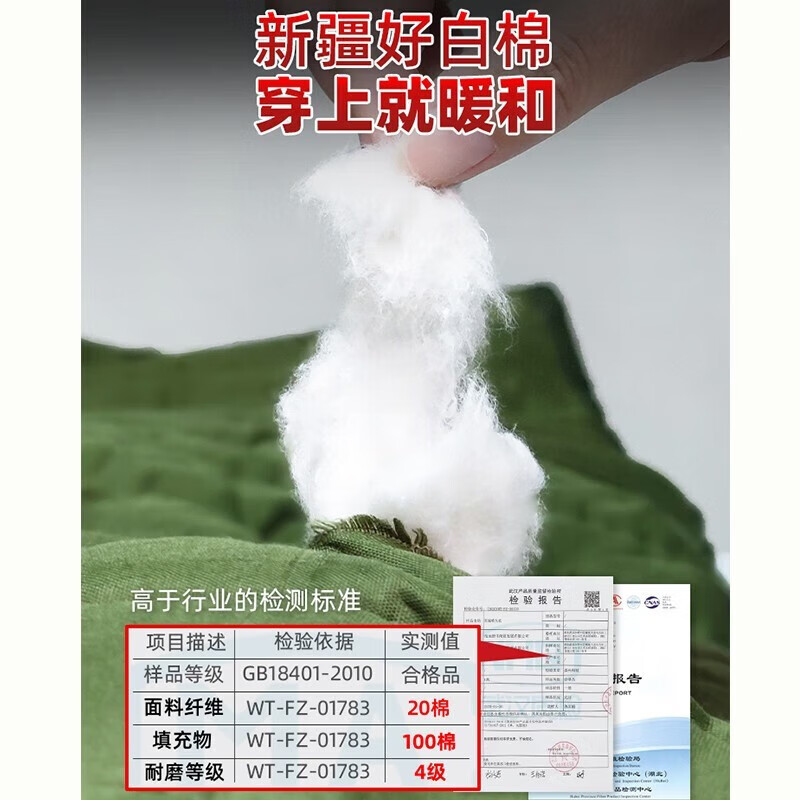 厂际华长款军大衣救灾棉大衣防风加长棉衣防寒加绒加厚绿色棉袄劳保大衣 棉花过检大衣 均码