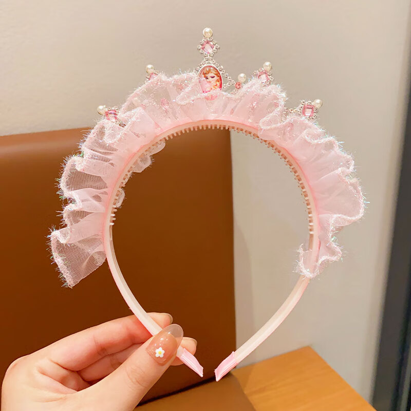 爱流行儿童艾莎公主发箍头饰女孩公主网纱发卡女童皇冠发饰冰雪奇缘头