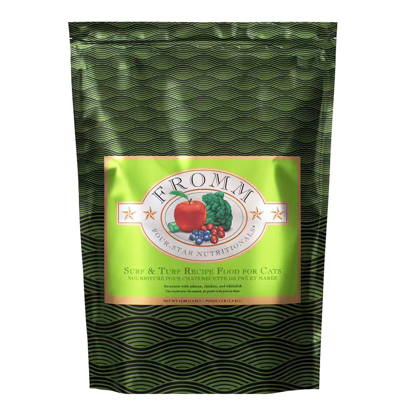 福摩（Fromm）无谷三文鱼鸡鸭蔬菜猫粮 10磅(4.54kg) 绿福摩 软便克星 调理肠胃