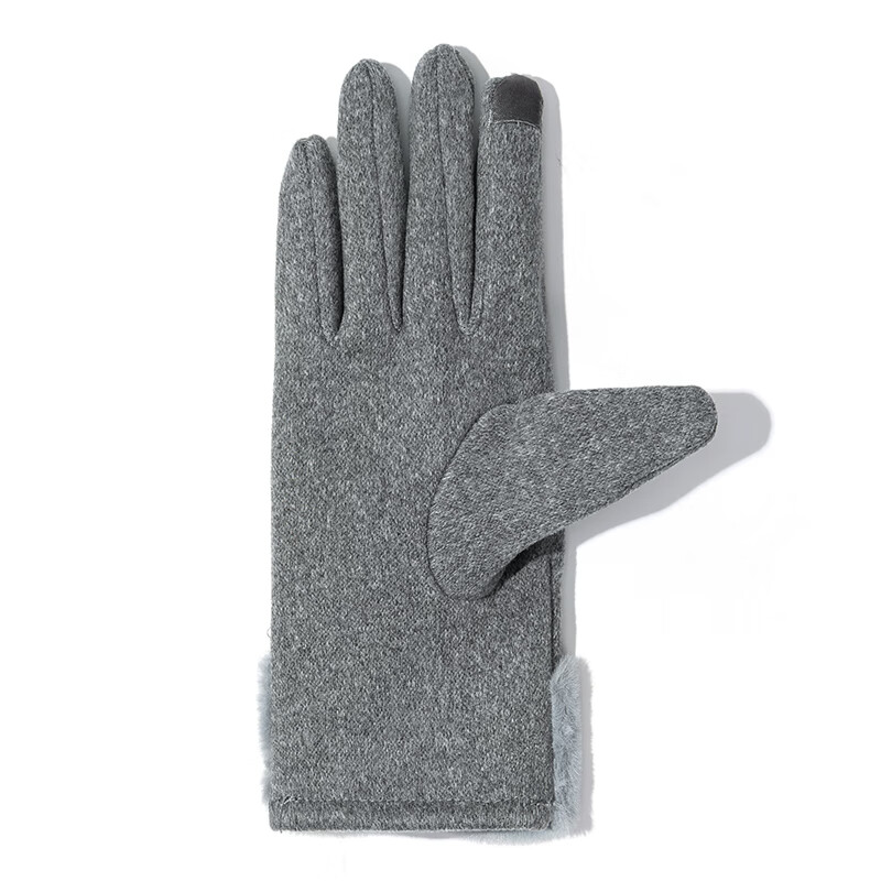 达芬奇密码 手套冬天女加绒加厚保暖学生女士骑行防寒开车防冻可触屏 毛口灰色