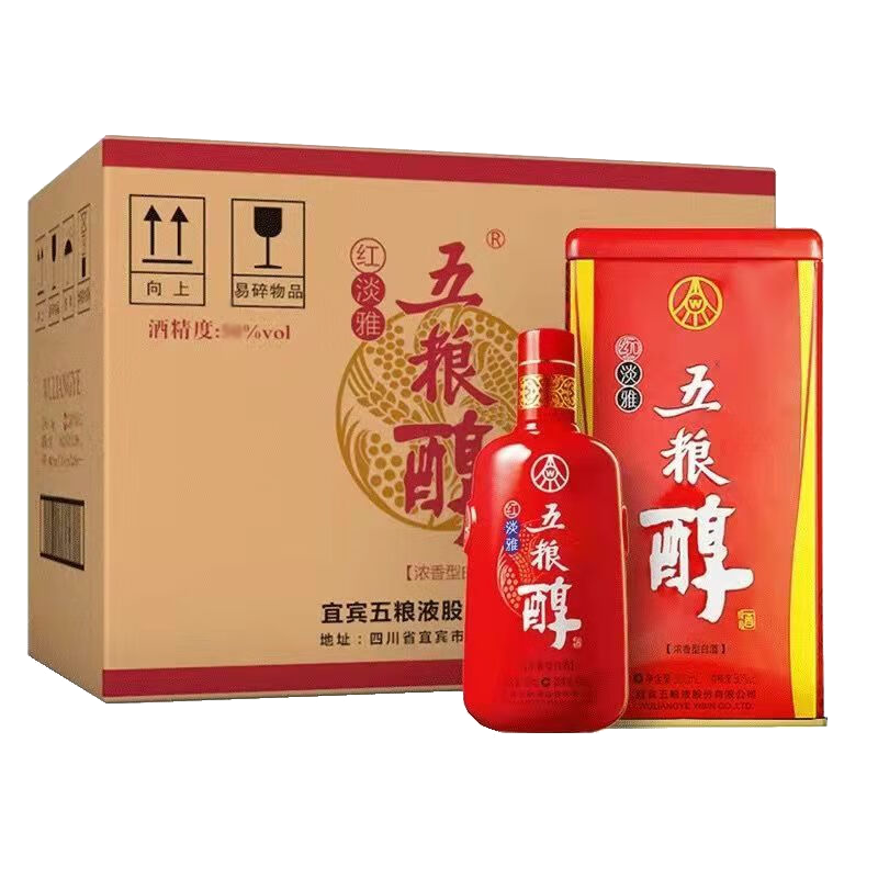 五粮醇五粮液宜宾总厂 五粮醇浓香型白酒整箱礼盒粮食酿造宴请送礼佳品 42度 500mL 6瓶 五粮醇红淡雅