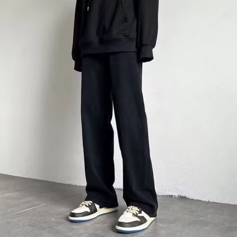 迪伽达美式高街牛仔裤男装春夏潮ins宽松阔腿长裤直筒裤黑色休闲裤子男 DFFS-720黑色 常规 纽扣款 2XL 【建议145-160斤】