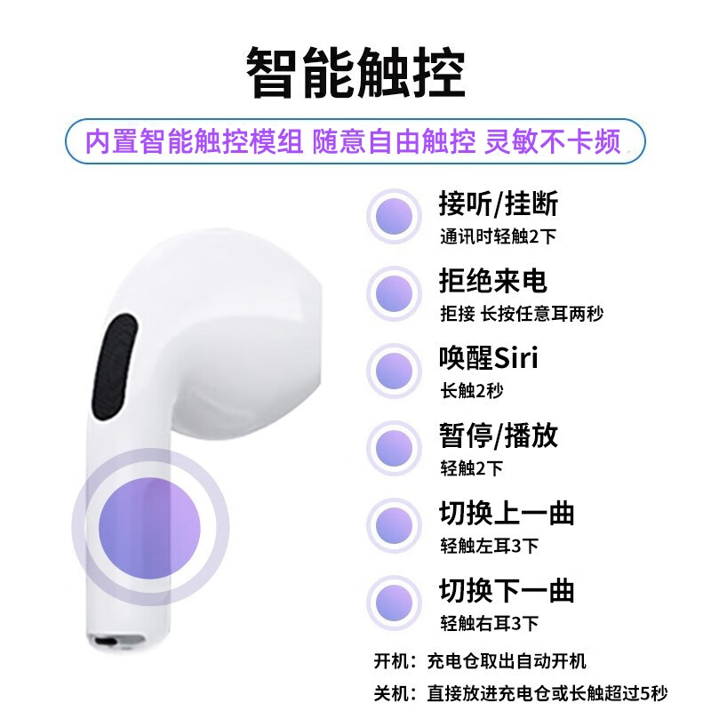 京工智造【柏林音质】蓝牙耳机半入耳式真无线运动跑步开车语音通话降噪耳麦适用华为苹果安卓鸿蒙手机 白色-【苹果鸿蒙安卓通用】 【智能降噪】游戏吃鸡王者无延迟